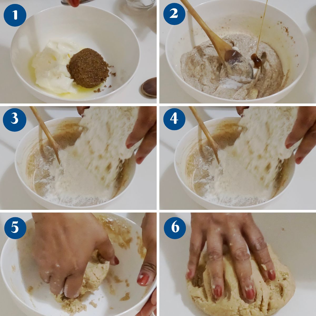 Progress pictures making the shortbread dough.