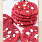 Pinterest image for Red Velvet Chocolate Chip Cookies.