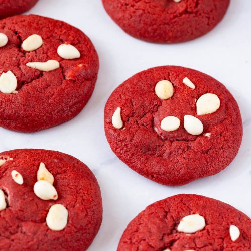 Red Velvet Sugar Cookies on the table.