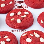 Pinterest image for Red Velvet Sugar Cookies.