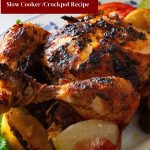 Pinterest image for roast chicken in slow cooker.