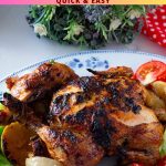 Pinterest image for roast chicken in slow cooker.