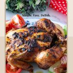 Pinterest image for roast chicken in slow cooker.