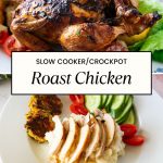 Pinterest image for roast chicken in slow cooker.