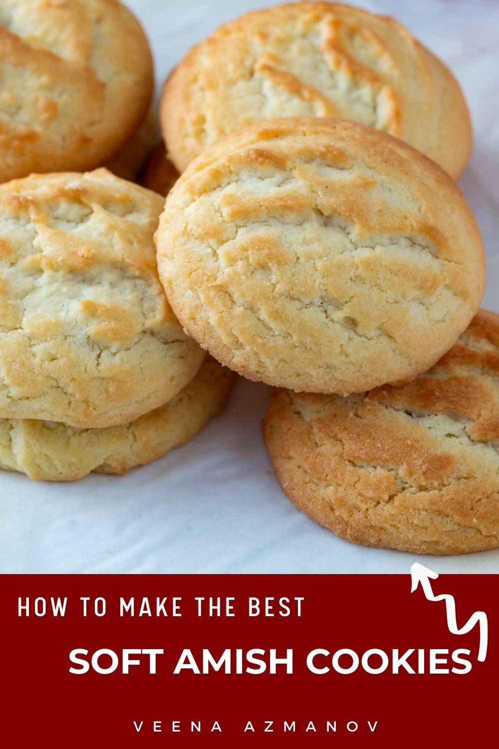 Pinterest image for Soft Amish Cookies Recipe.