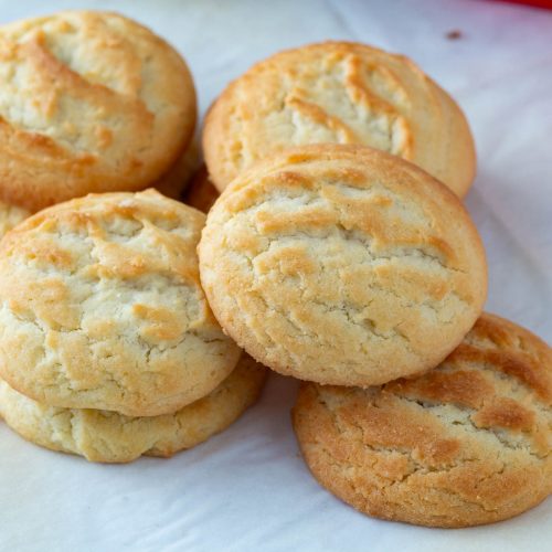 A stack of Amish cookies on the table.