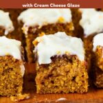 Pinterest image for Pumpkin Cake with Cinnamon Swirl and Cream Cheese Glaze.