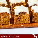 Pinterest image for Pumpkin Cake with Cinnamon Swirl and Cream Cheese Glaze.