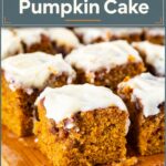 Pinterest image for Pumpkin Cake with Cinnamon Swirl and Cream Cheese.