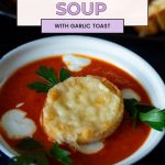 Pinterest image for soup with roasted veggies.