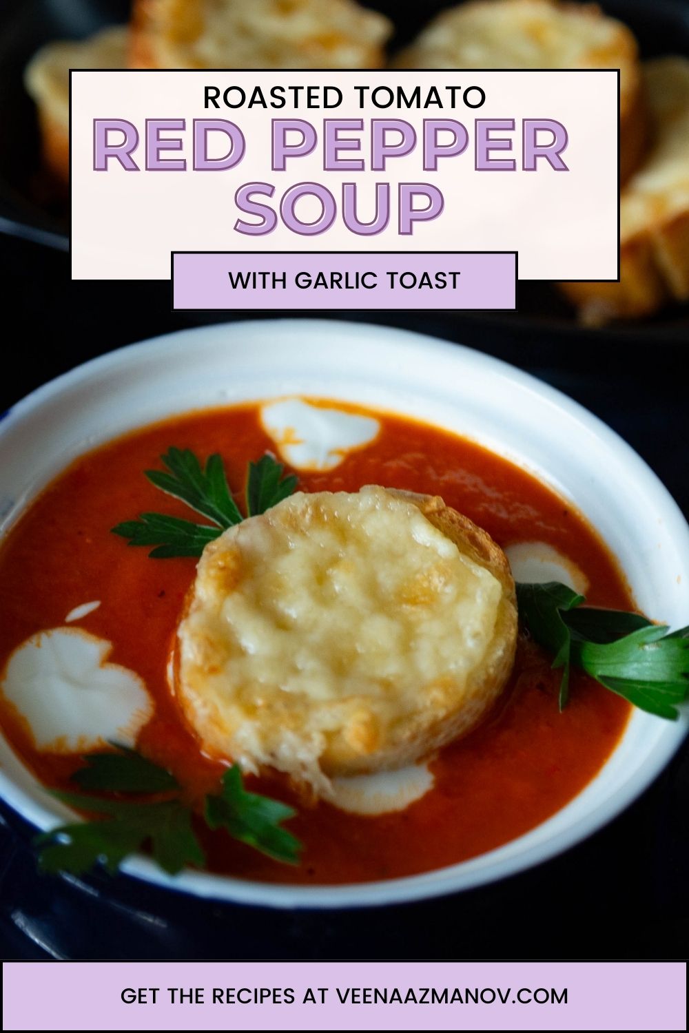 Pinterest image for soup with roasted veggies.