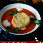 Pinterest image for soup with roasted veggies.