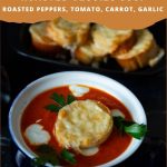 Pinterest image for soup with roasted veggies.