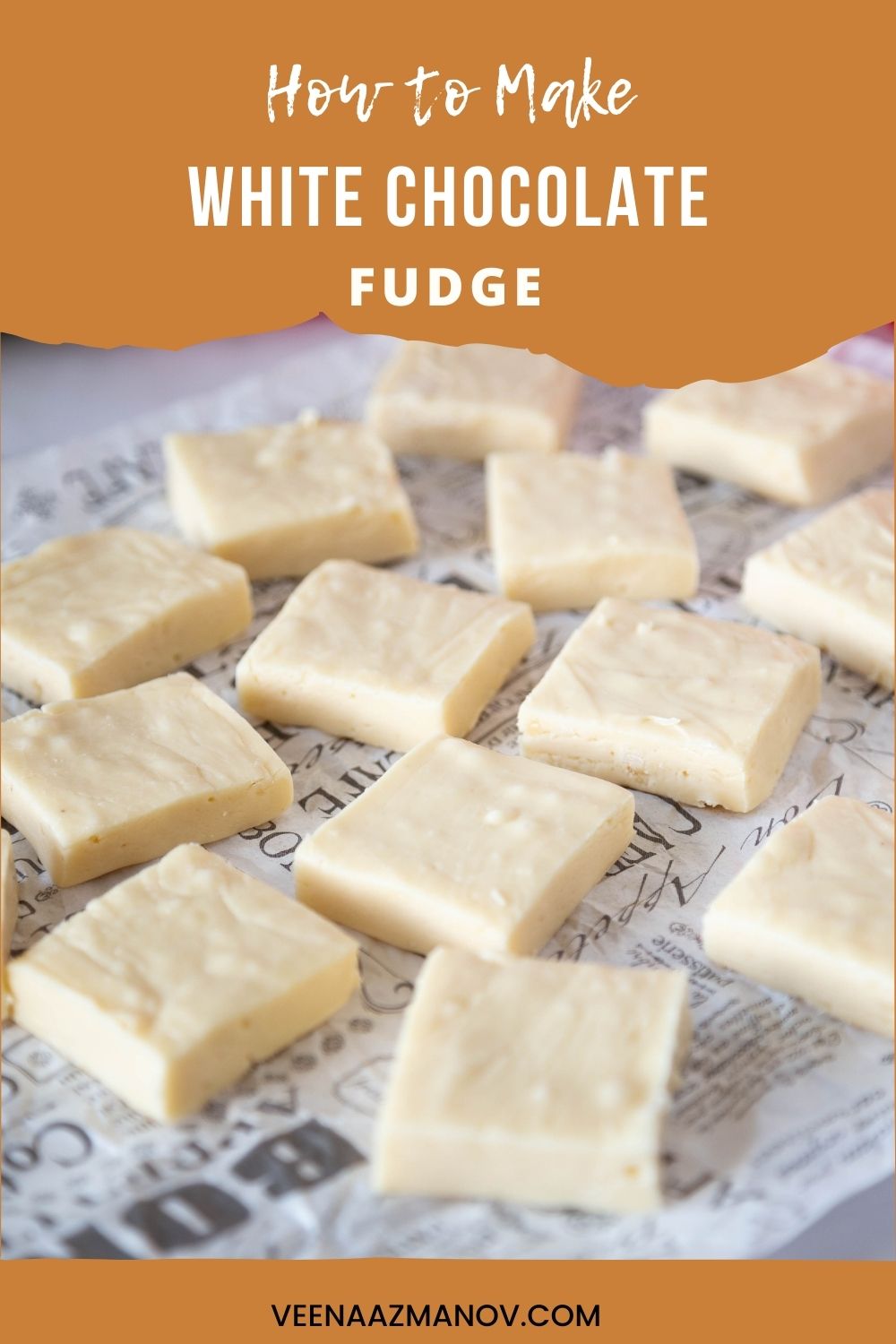 Pinterest image for white chocolate fudge.