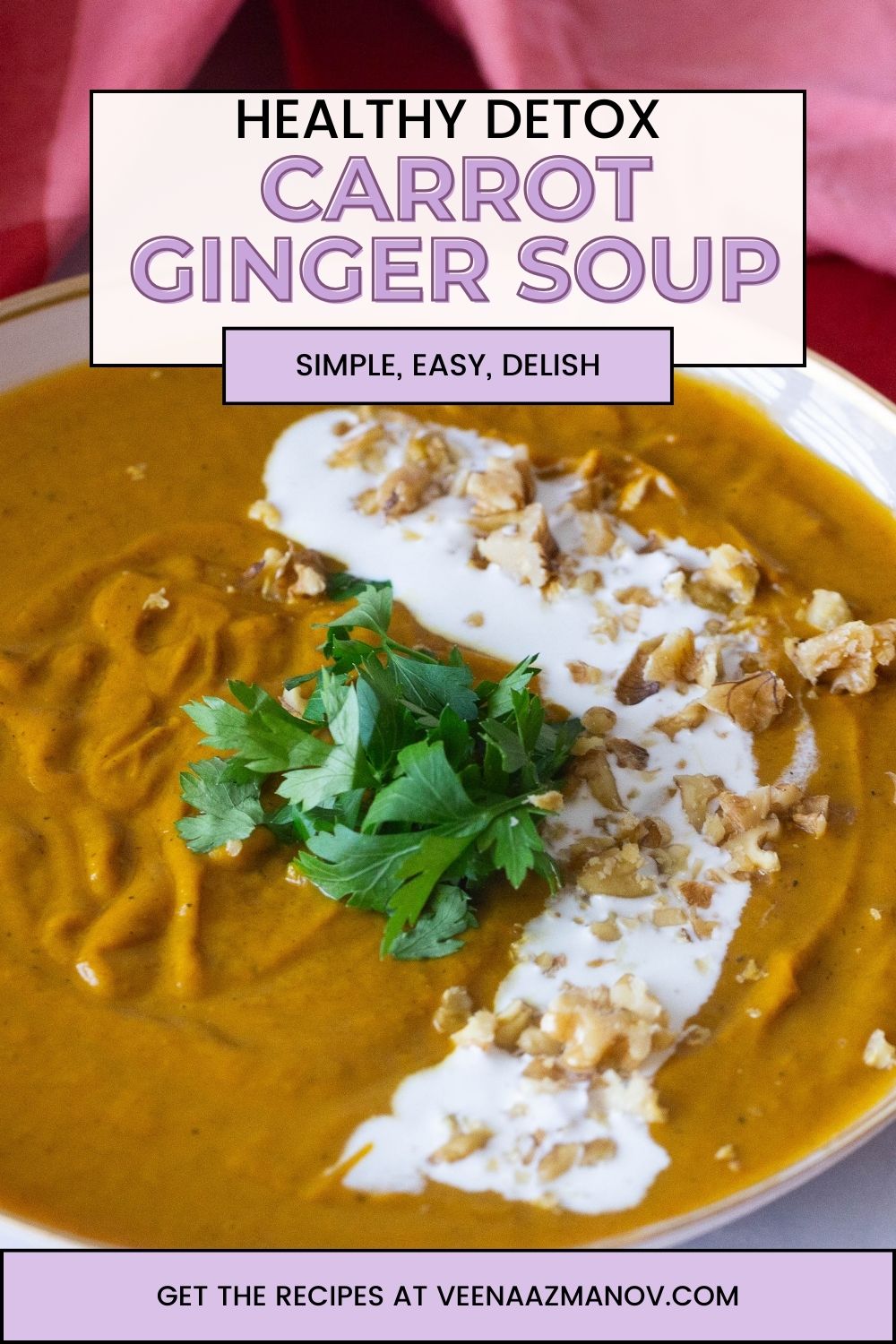 Pinterest image for Roasted Carrot and Ginger Soup.