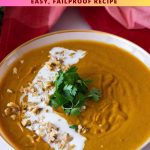 Pinterest image for Roasted Carrot and Ginger Soup.