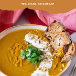 Pinterest image for Roasted Carrot and Ginger Soup.