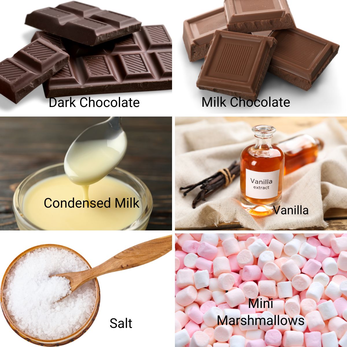 Ingredients for Marshmallow Fudge.