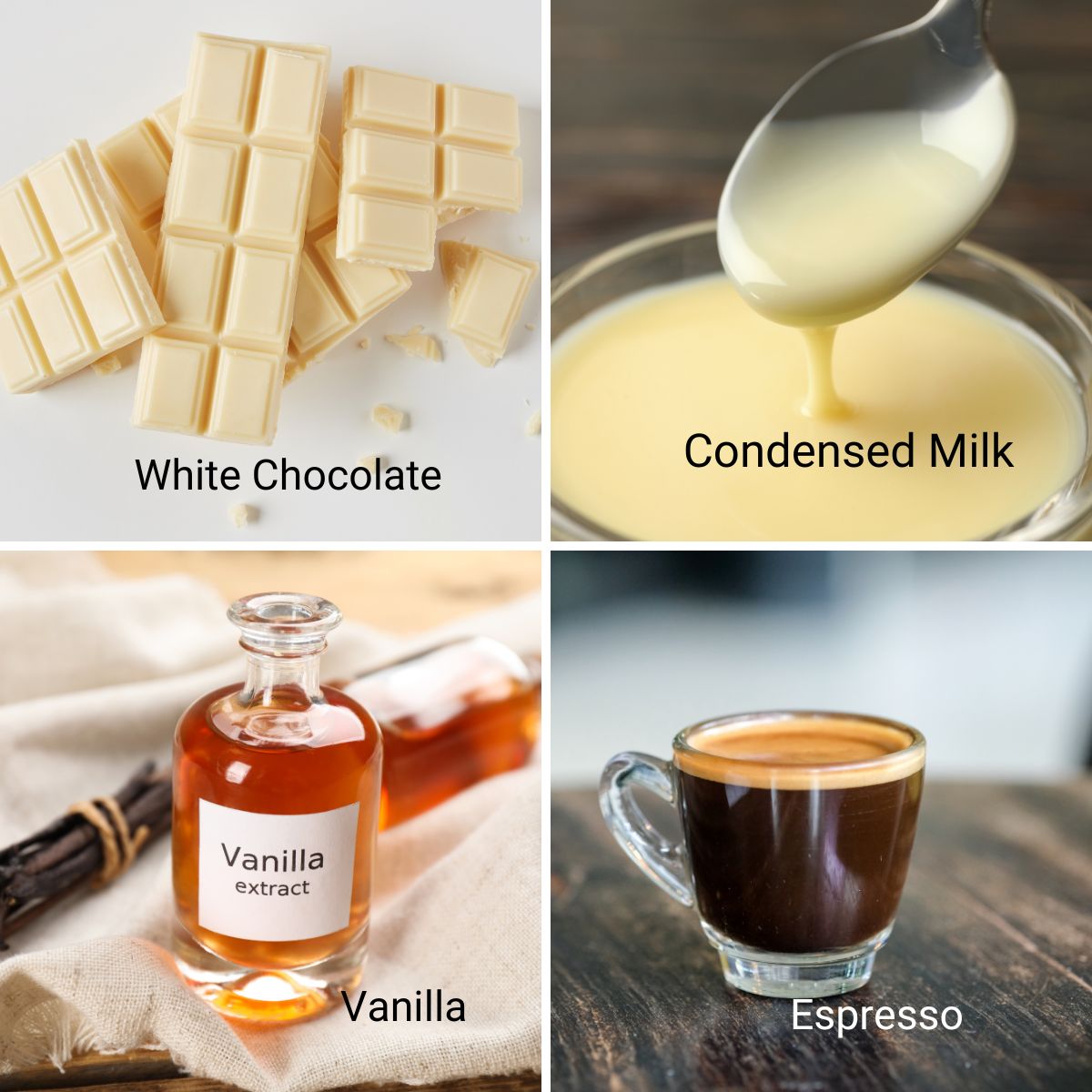Ingredients for coffee fudge.