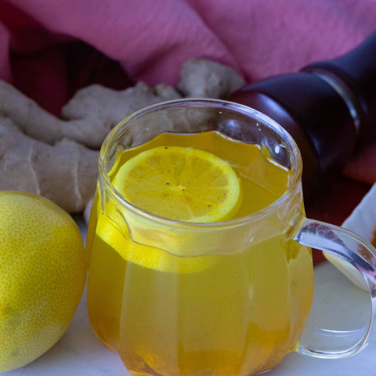 Turmeric tea in a cup.