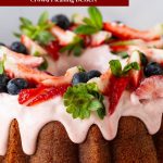 Pinterest image for Strawberry Cake in Bundt Pan.