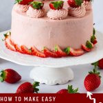 Pinterest image for strawberry cake with cream cheese frosting.