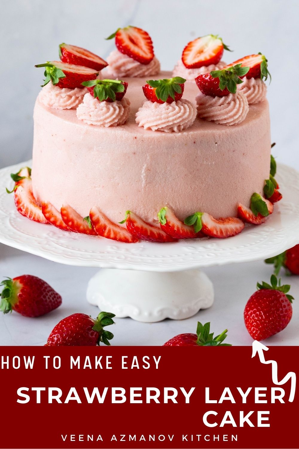 Delicious Strawberry Cake Recipe with Cream Cheese Frosting - Veena ...