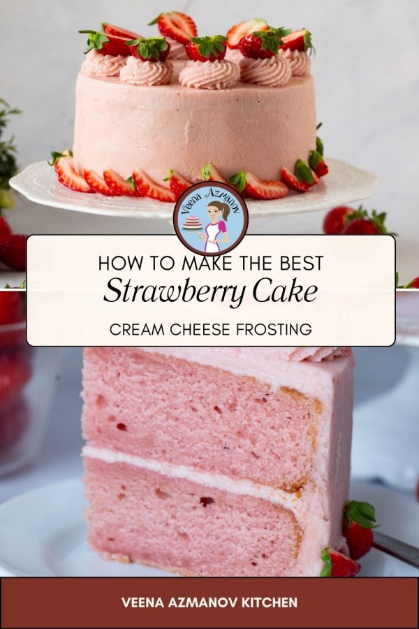Delicious Strawberry Cake Recipe with Cream Cheese Frosting - Veena ...