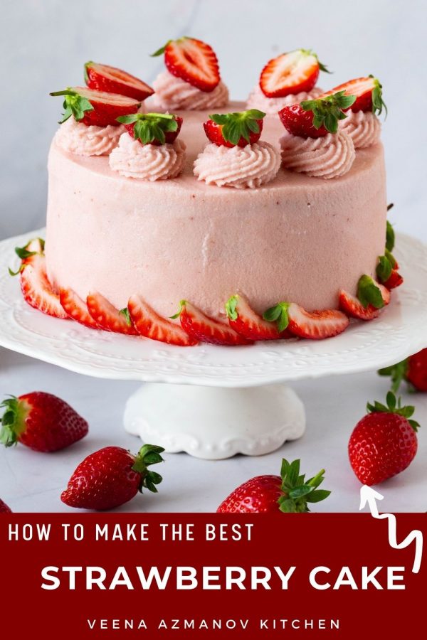 Delicious Strawberry Cake Recipe with Cream Cheese Frosting - Veena ...
