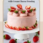 Pinterest image for strawberry cake with cream cheese frosting.