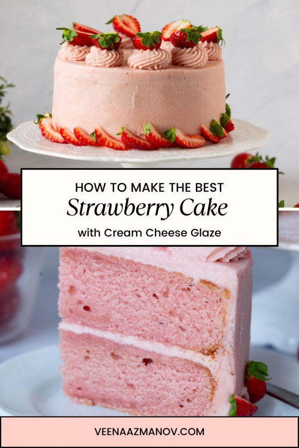 Delicious Strawberry Cake Recipe with Cream Cheese Frosting - Veena ...