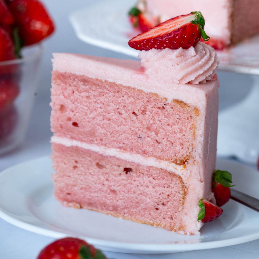 Delicious Strawberry Cake Recipe with Cream Cheese Frosting - Veena ...