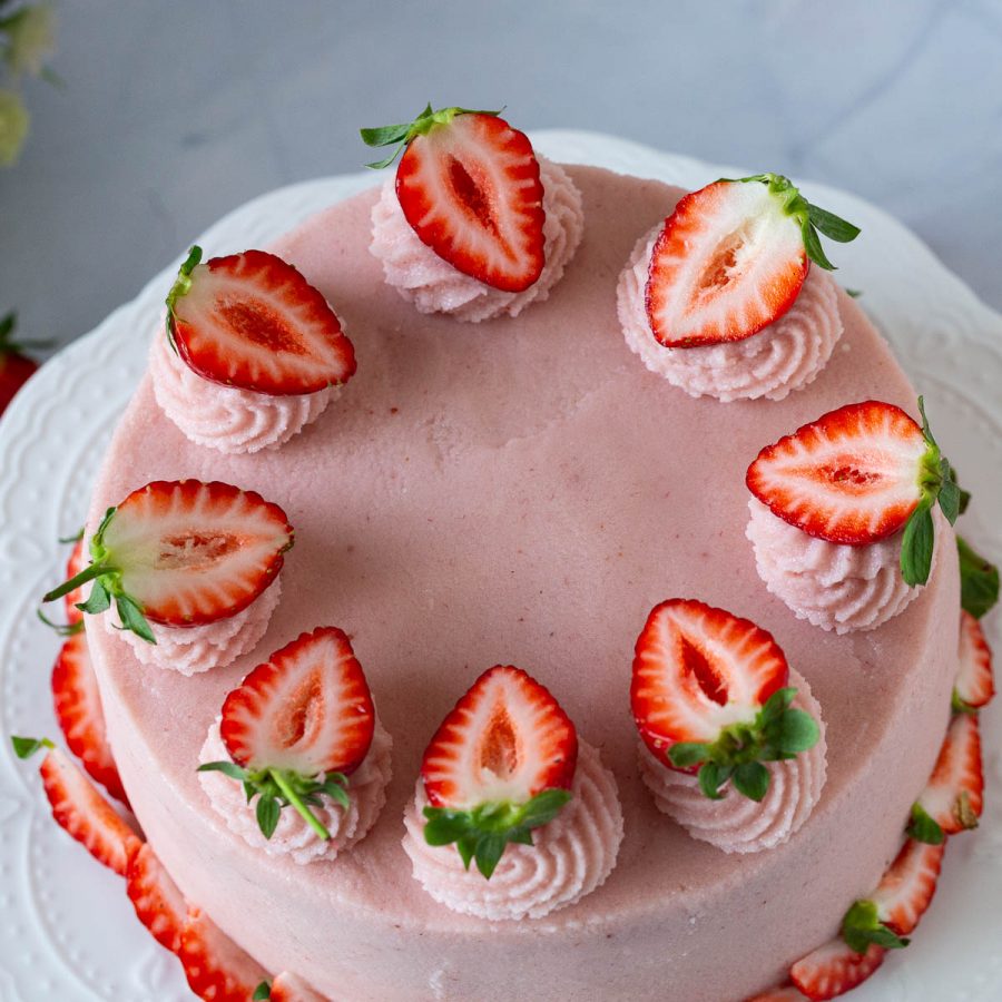 Delicious Strawberry Cake Recipe with Cream Cheese Frosting - Veena ...
