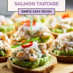 Pinterest image for Brioche Canapes with Salmon Tartare.