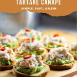 Pinterest image for Brioche Canapes with Salmon Tartare.