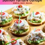 Pinterest image for Brioche Canapes with Salmon Tartare.