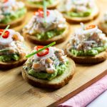 Salmon Tartare Canapes on the table.