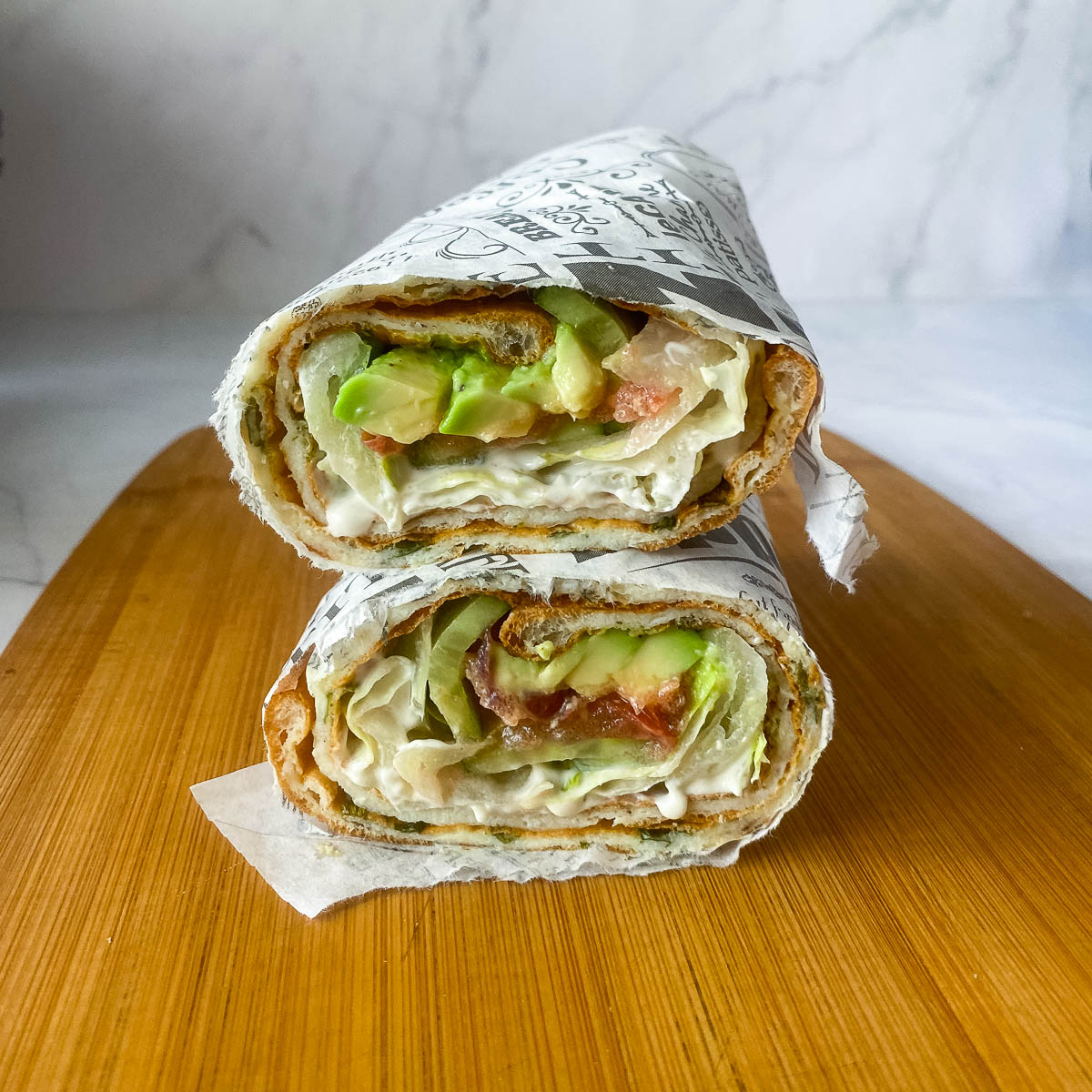 Wrap on a wooden board.