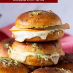 Pinterest image for Homemade ham and cheese sliders.