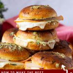 Pinterest image for Homemade ham and cheese sliders.