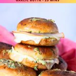 Pinterest image for Homemade ham and cheese sliders.
