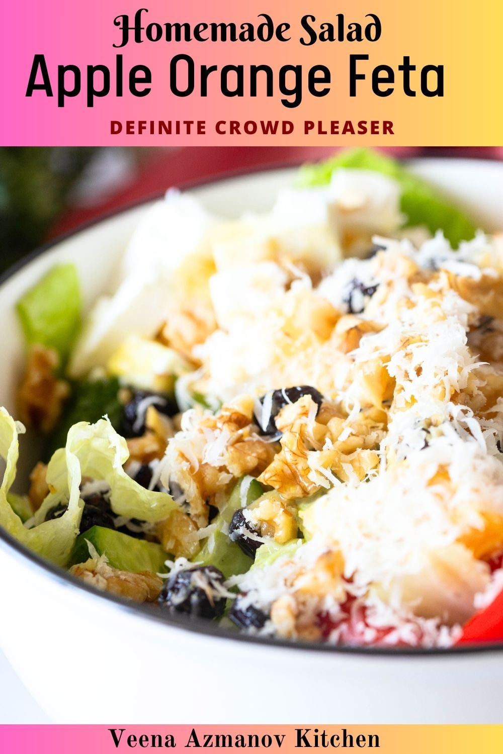 Pinterest image for Homemade salad with Apple Orange Feta.