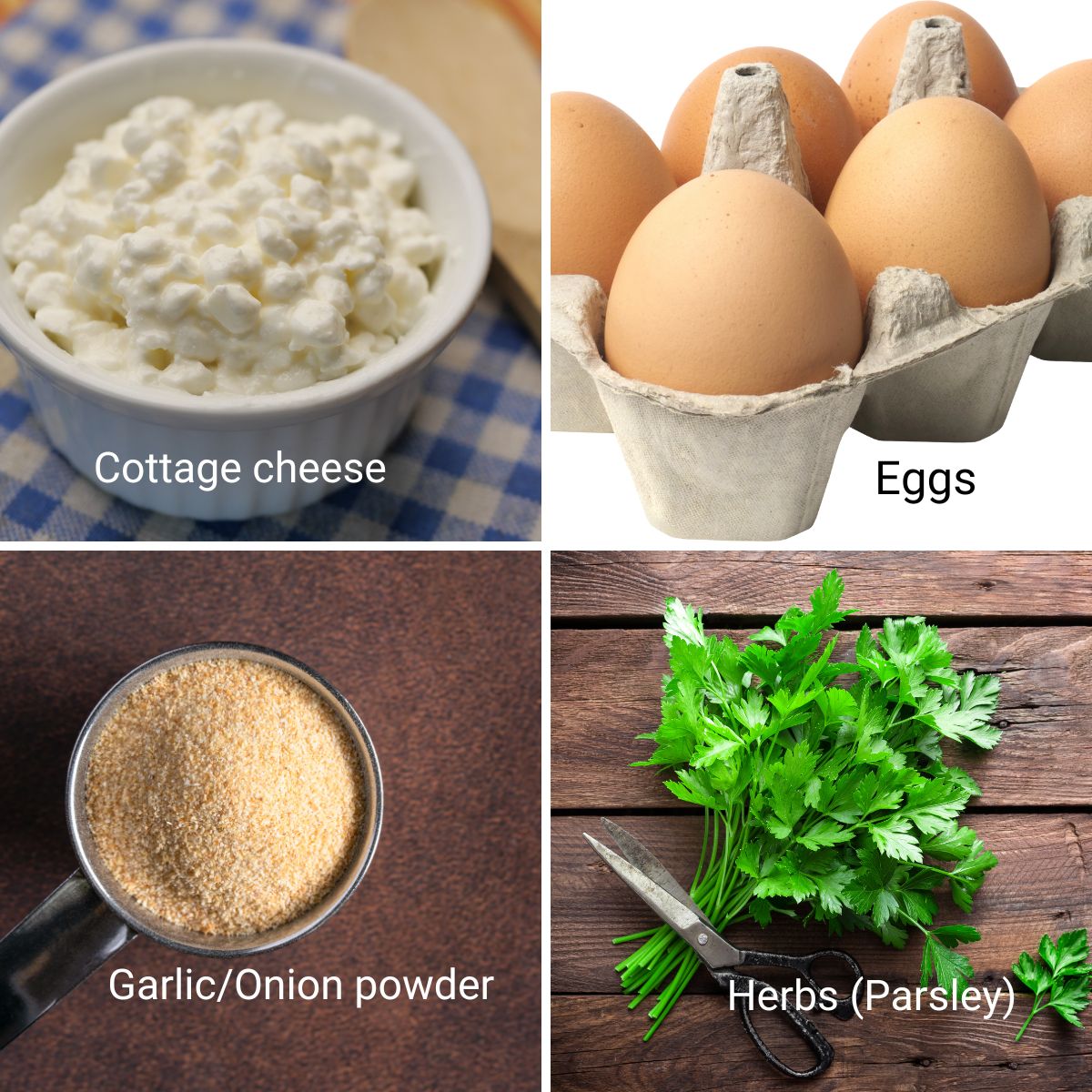 Ingredients for cottage cheese flatbread.