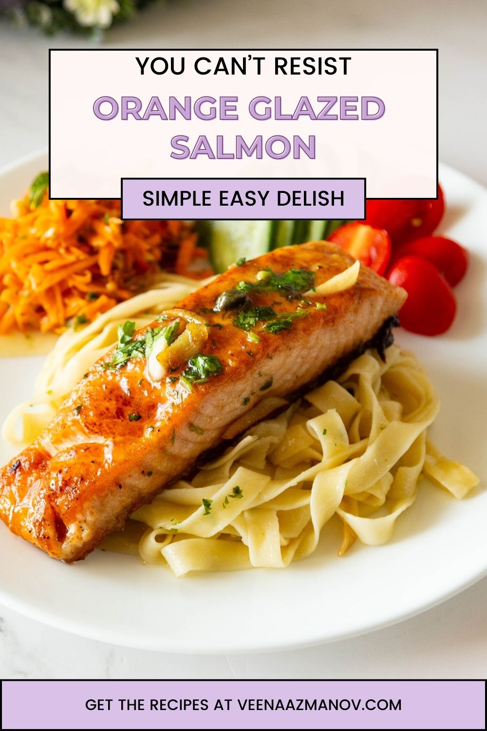 Pinterest image for Pan Fried Salmon in Orange Glaze.