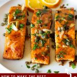 Pinterest image for Pan Fried Salmon in Orange Glaze.