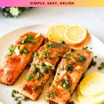 Pinterest image for Pan Fried Salmon in Orange Glaze.