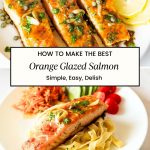 Pinterest image for Pan Fried Salmon in Orange Glaze.
