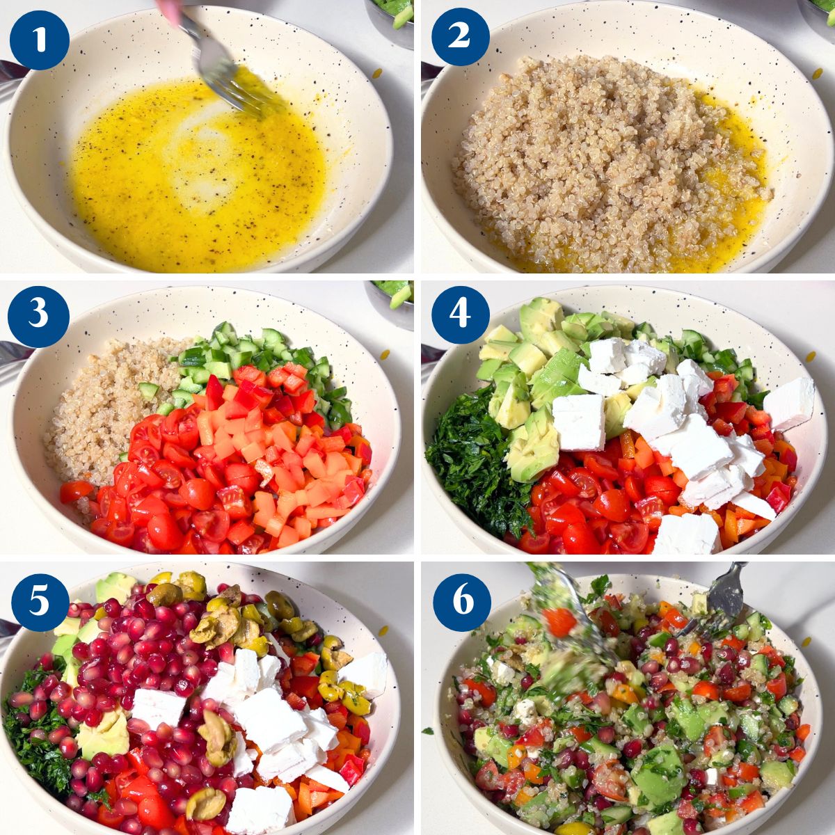 Progress pictures - making quinoa salad.