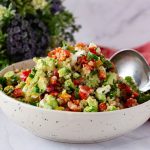 A salad bowl with quinoa salad.