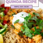 Pinterest image for fluffy homemade quinoa on stovetop.